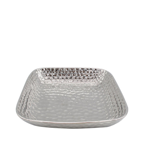 Silver Dimple Ceramic Tray